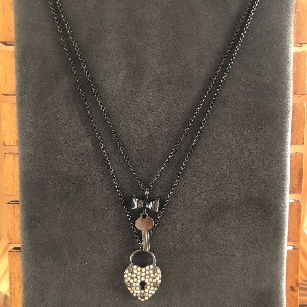 Betsey Johnson Layered Lock & Key Necklace